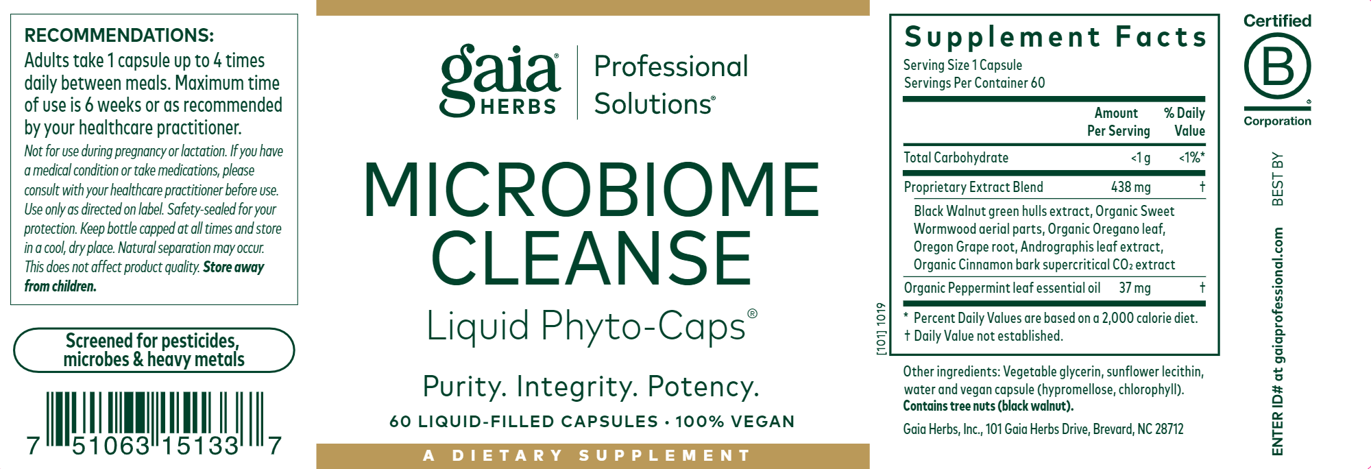 Gaia Herbs Microbiome Cleanse 60 Liquid-Phyto Caps